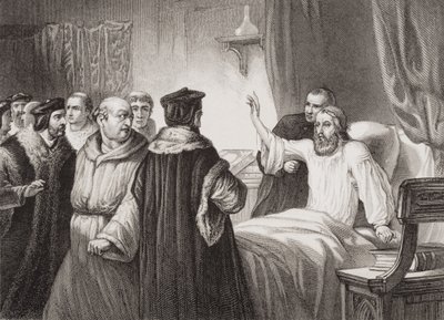 John Wycliffe on his sickbed assailed by the friars at Oxford, 1378, from 